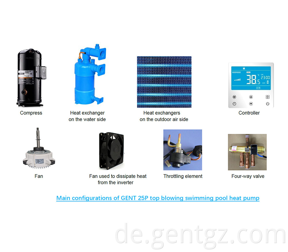 Main Configurations Of Gent 25p Top Blowing Swimming Pool Heat Pump